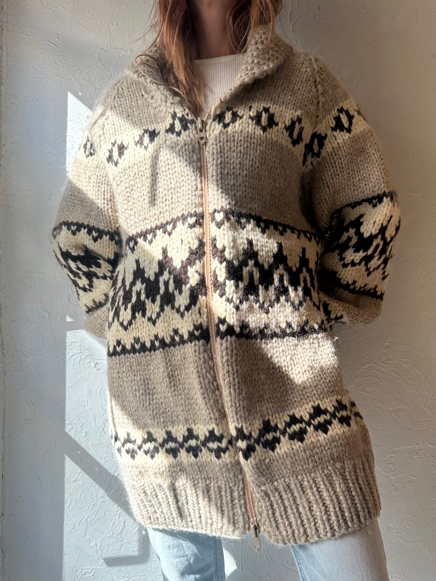 Vintage Hand Knit Chunky Wool Sweater / XXL