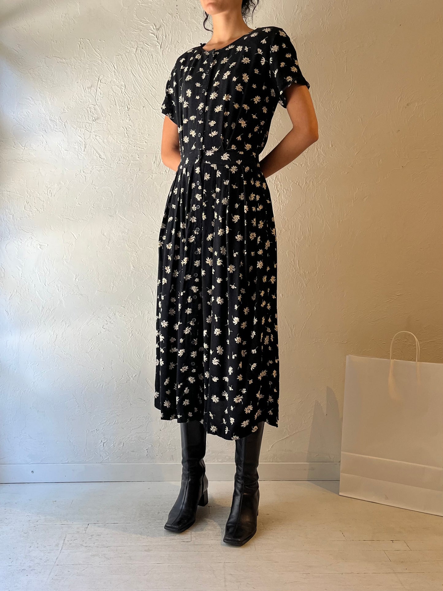 90s ‘Liz Claiborne’ Rayon Floral Dress / Medium
