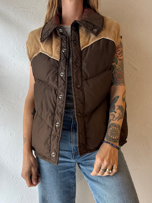 80s ‘Imperial’ Brown Quilted Nylon Down Vest / Medium