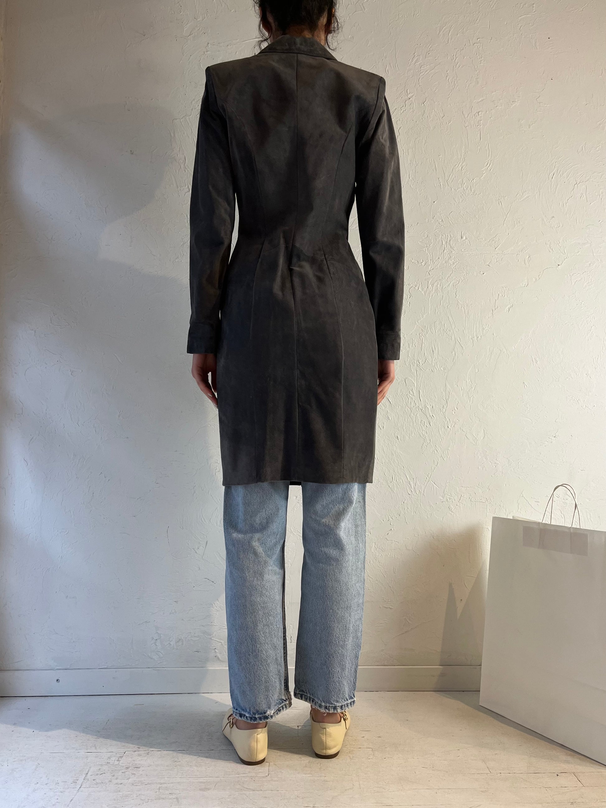 90s ‘DANIER’ Gray Suede Leather Jacket / XS