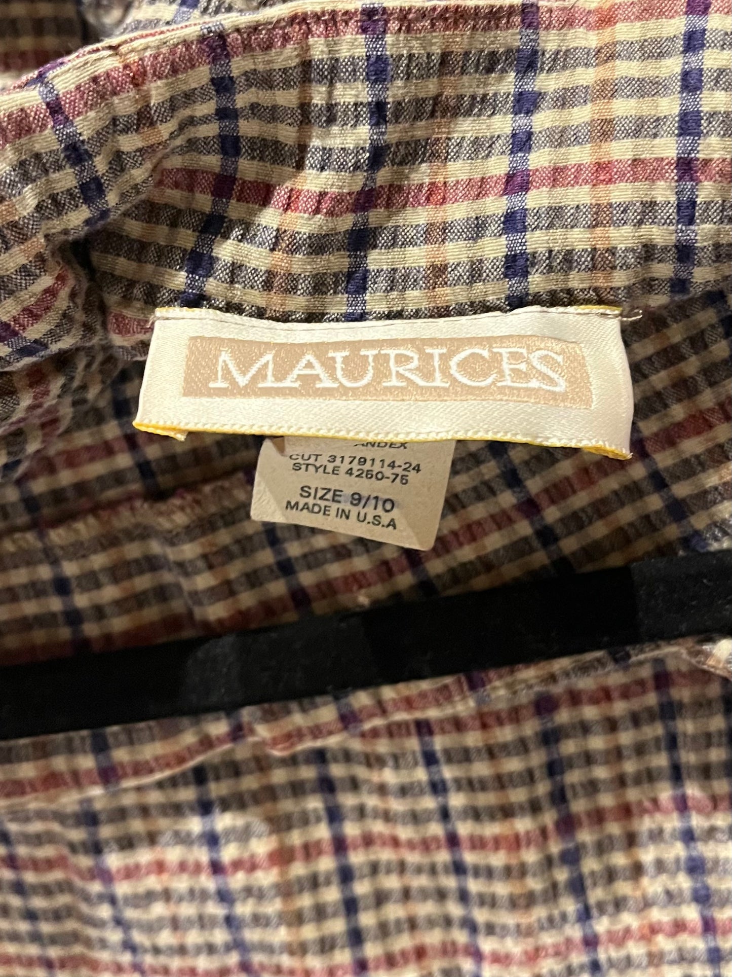 90s ‘Maurice’s’ Beige Plaid Mini Dress / Medium