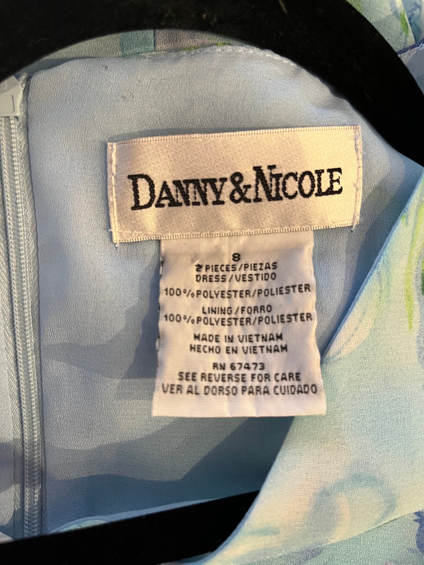 90s 'Danny & Nicole' Blue Floral Midi Dress / Medium
