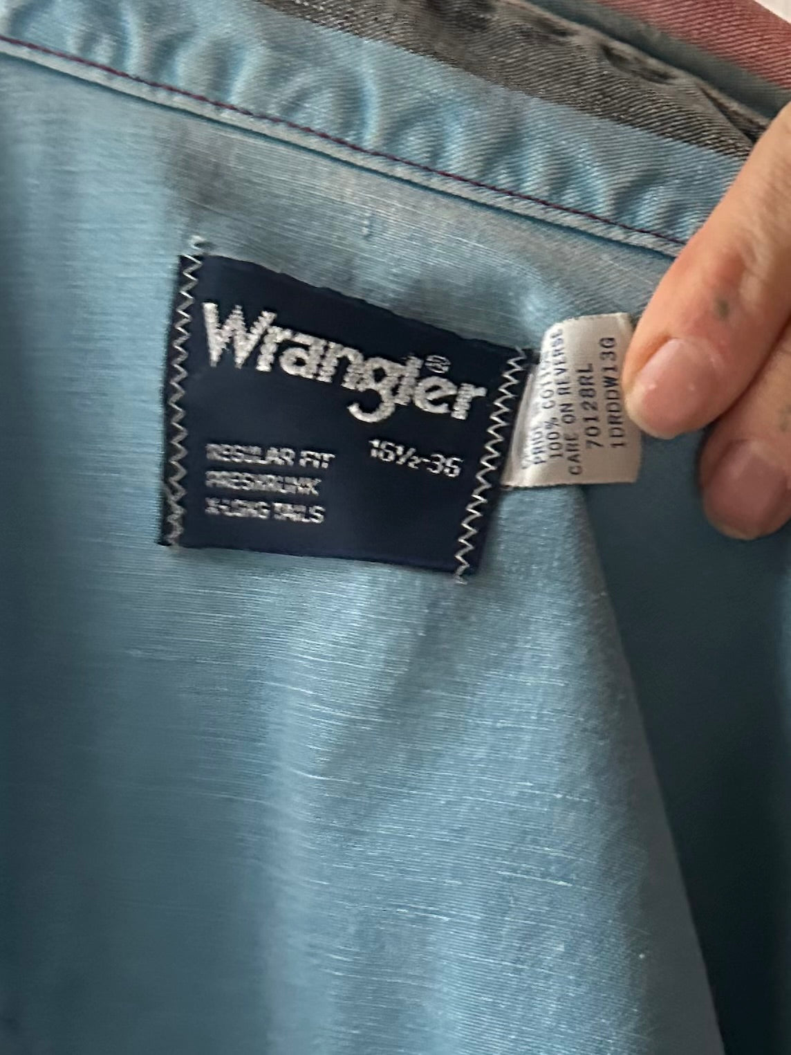 90s ‘Wrangler’ Striped Thick Cotton Western Shirt / Large