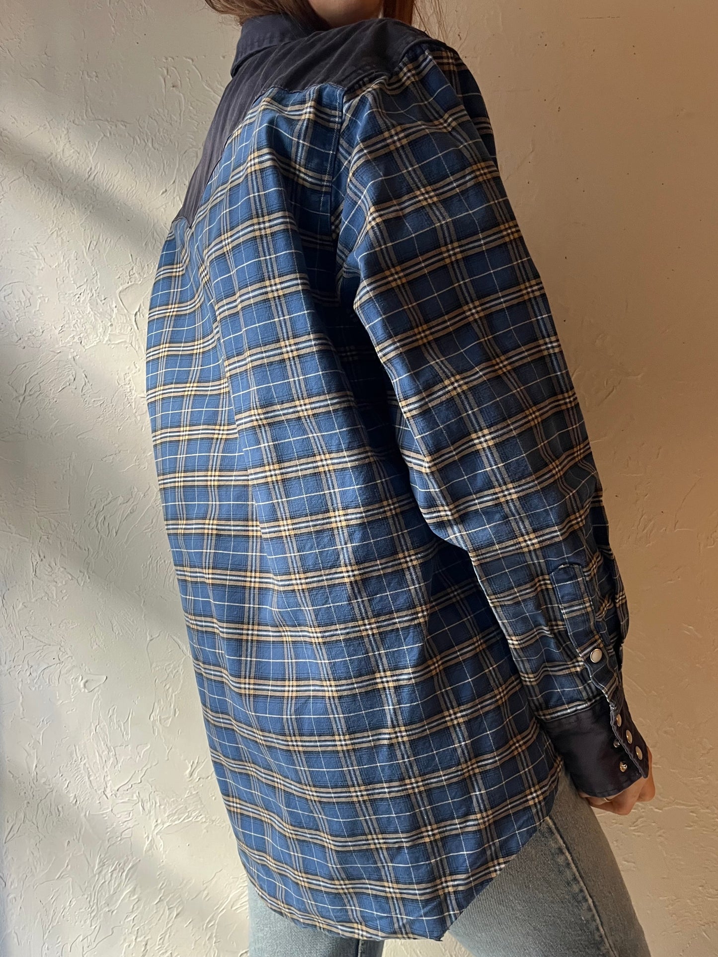 Vintage ‘Wrangler’ Starched Western Cotton Snap up Shirt / Large