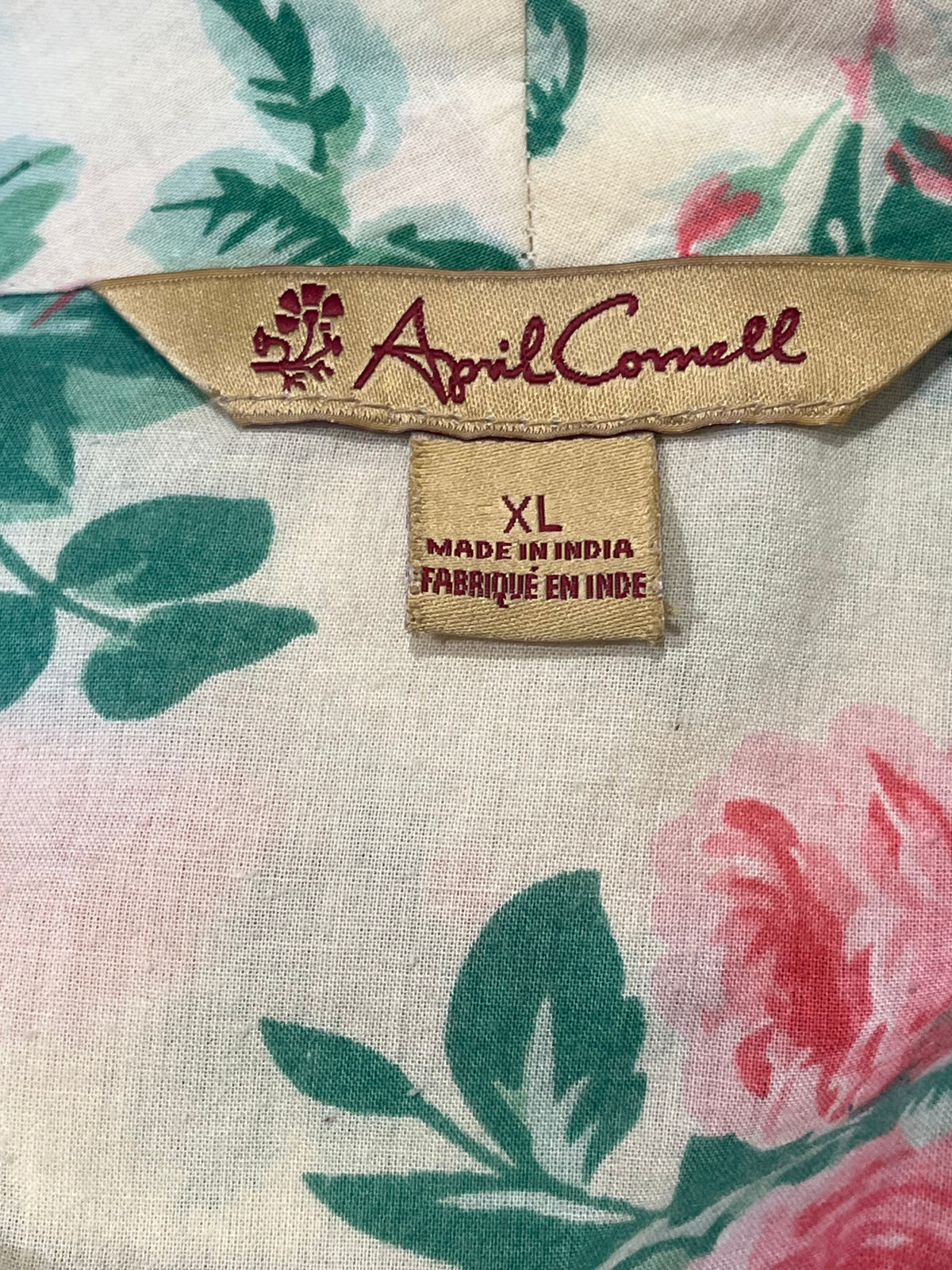 Y2k 'April Cornell' Yellow Floral Light Weight Cotton Robe / XL