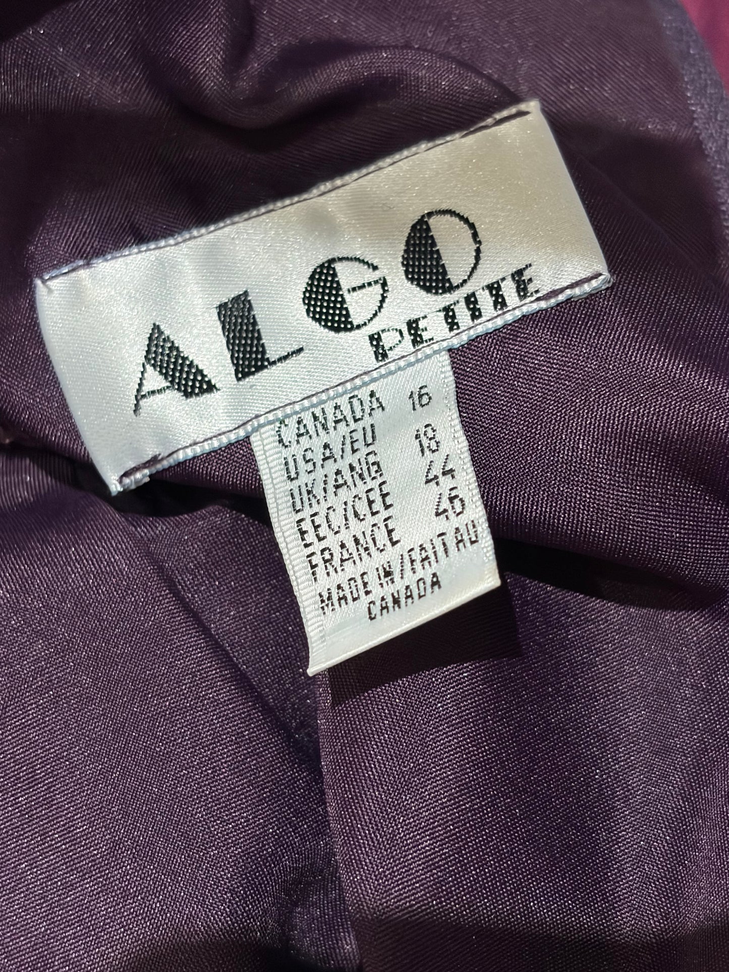80s 'Algo' Purple Midi Dress / XL
