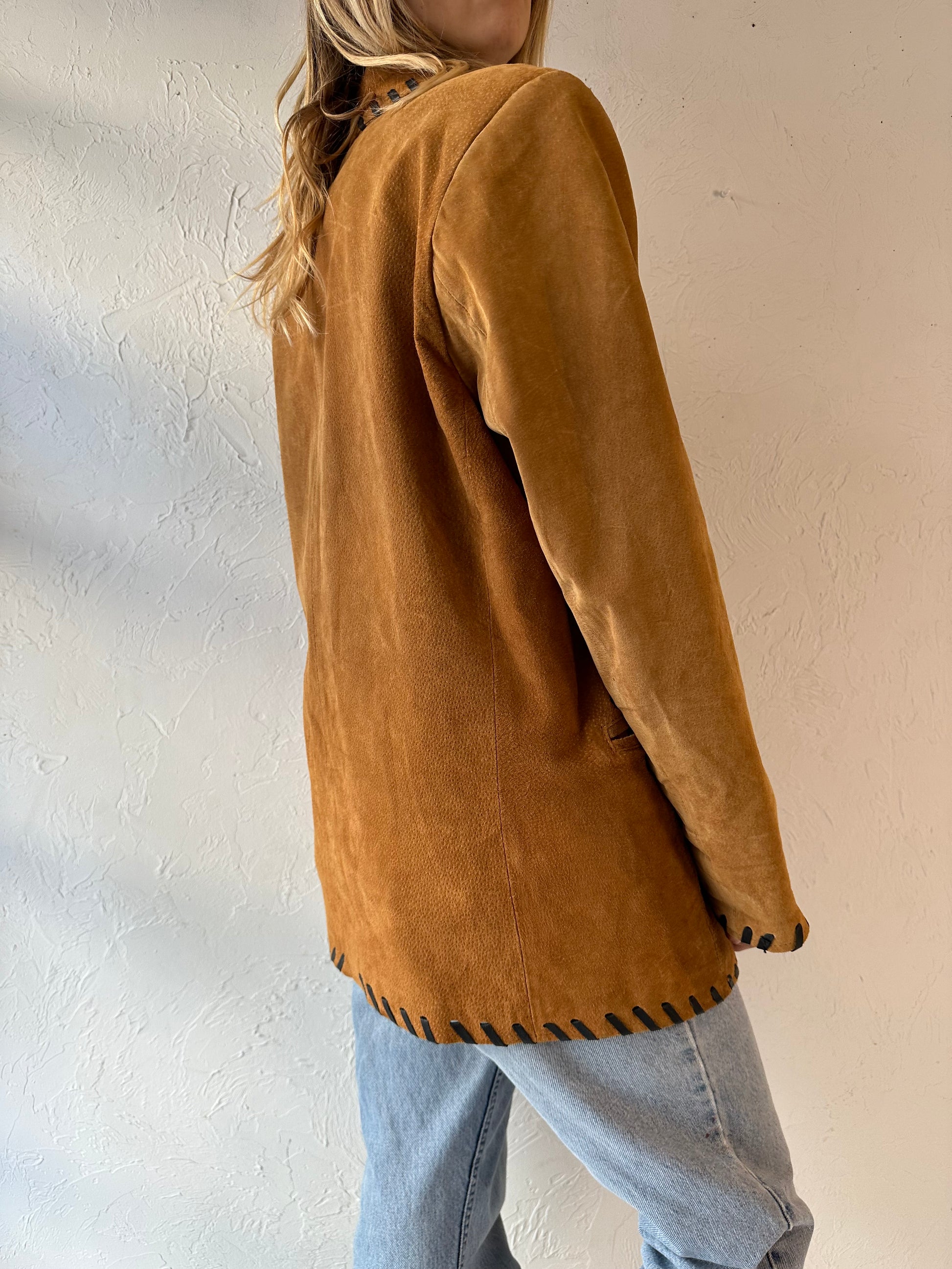 80s 'Dalmys' Oversized Suede Jacket / Large