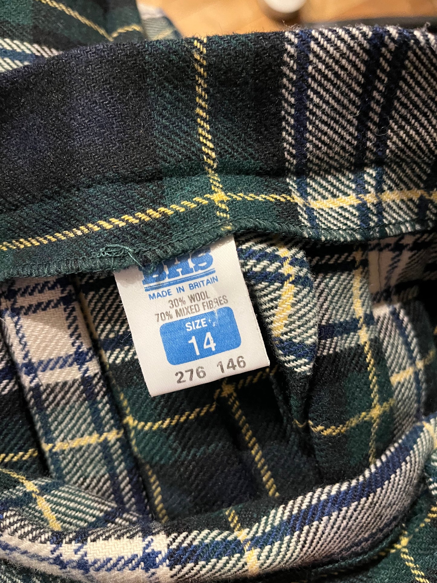 90s 'BHS' Pleated Plaid Wrap Skirt / Medium