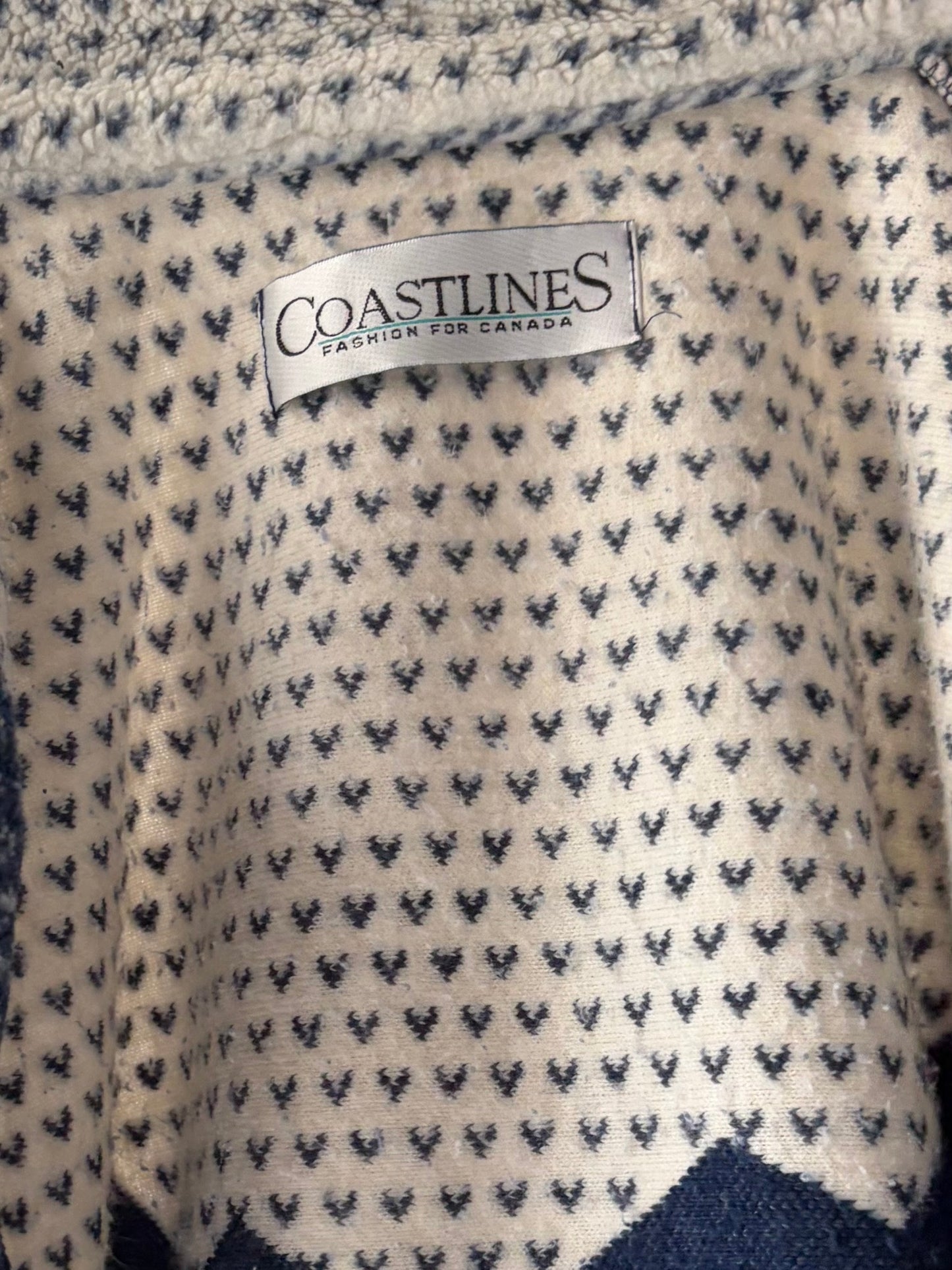 Vintage 'Coastlines' Tree Pattern Fleece Vest / Small