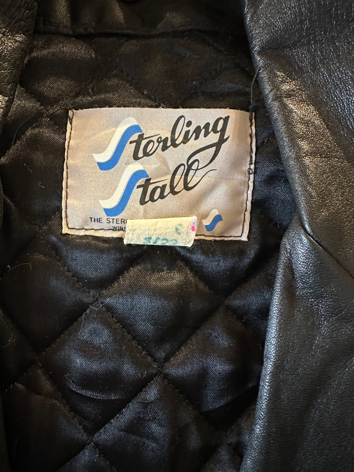 90s 'Sterling Stall' Black Leather Coat / Medium