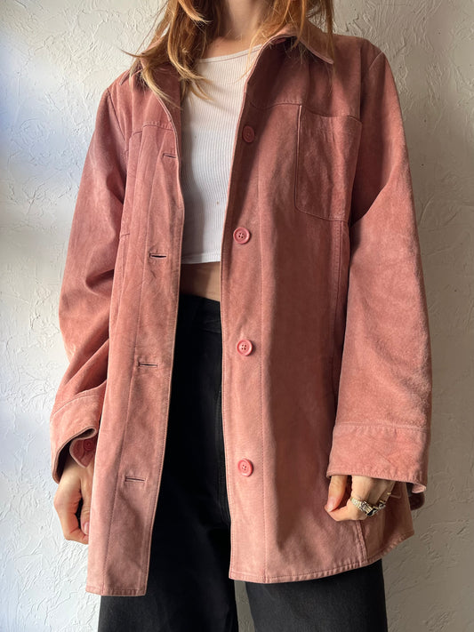 90s 'Eddie Bauer' Pink Suede Jacket / Large
