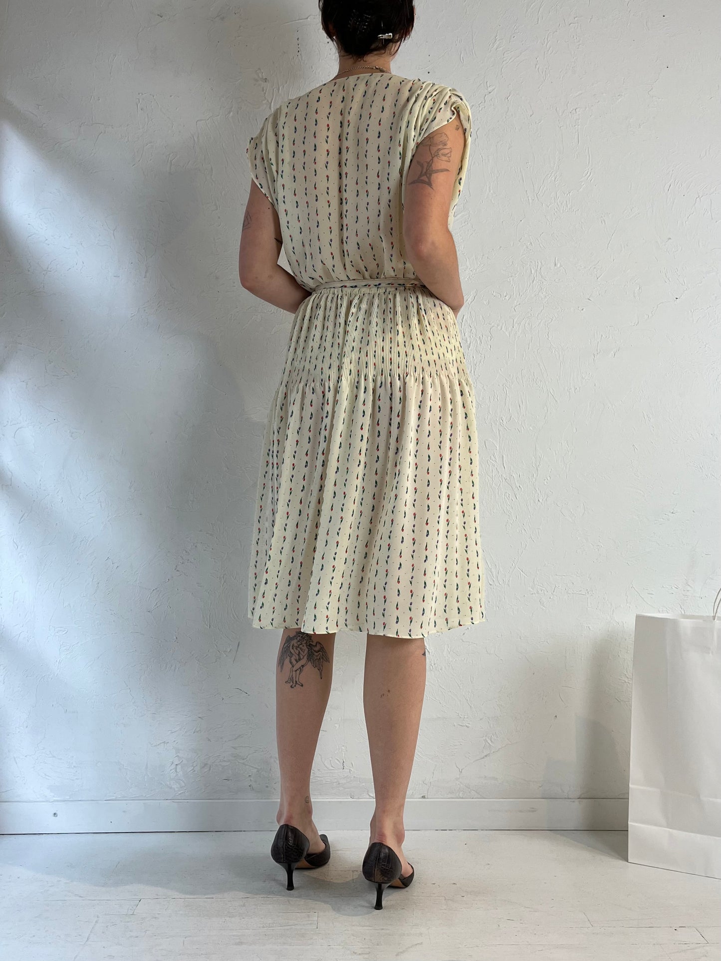 80s 'Orite' Cream Tulip Dress / Small