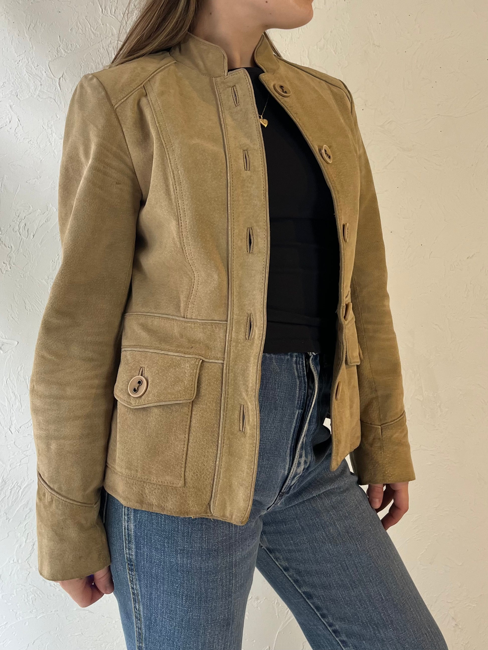 Y2k 'Le Chateau' Suede Leather Jacket / XS