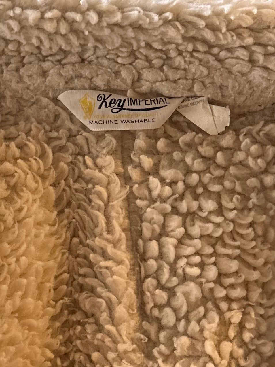 80s ‘Key’ Faux Shearling Lined Denim Jacket / Large