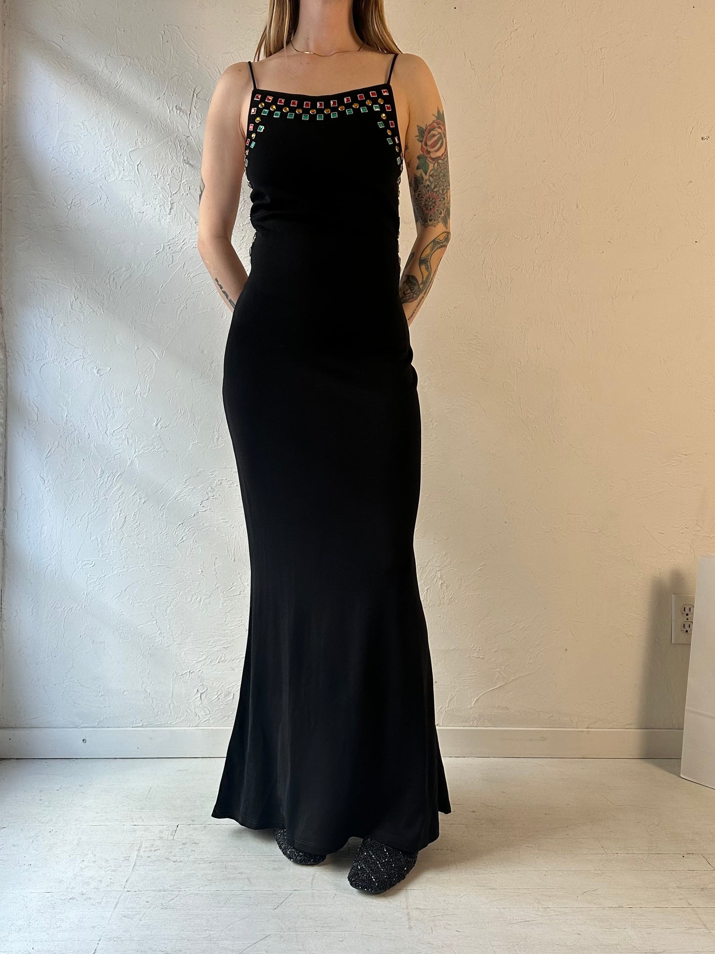 90s ‘Nicole Bakti’ Black Formal Dress / Medium