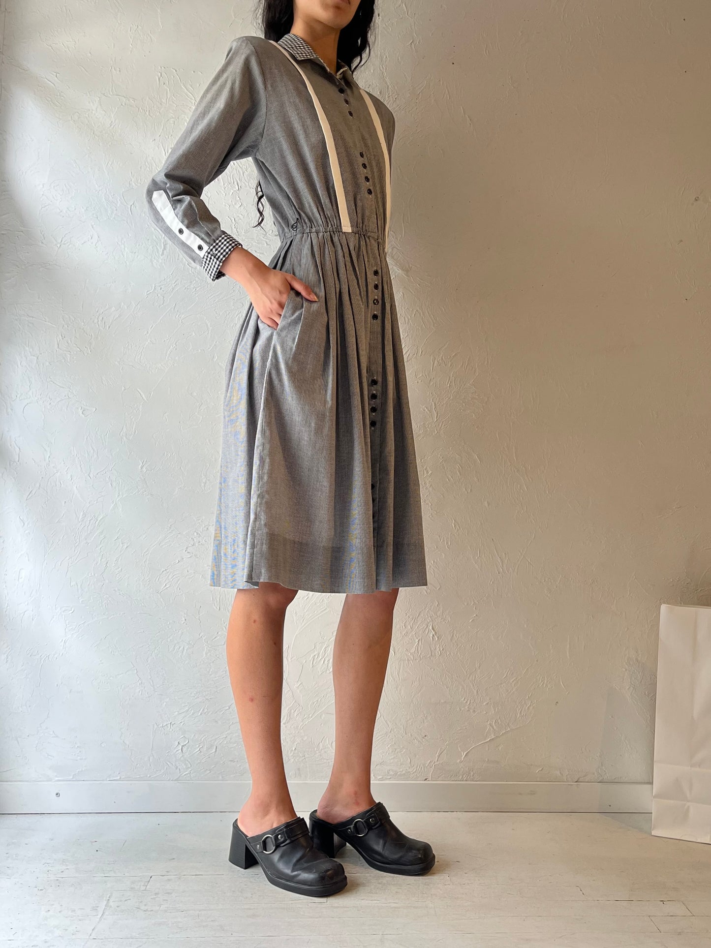 80s ‘Petrina’ Gingham Midi Dress / Small