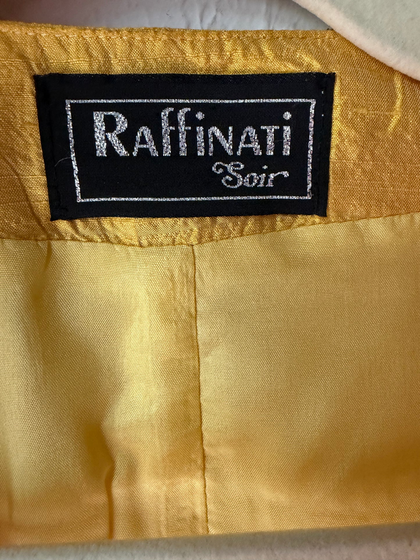 80s 'Raffinati' Two Piece Yellow Silk Suit Skirt Set / Small