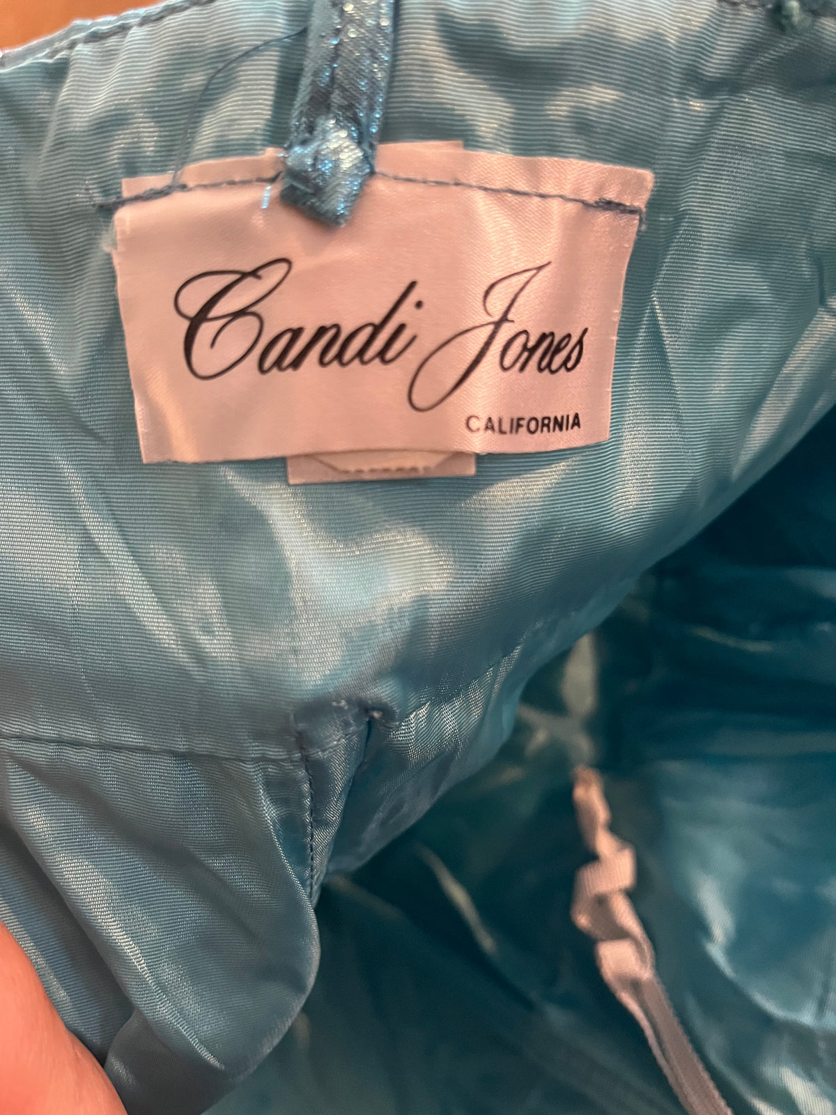 80s 'Candi Jones' Blue Metalic Formal Retro Prom Dress / Medium