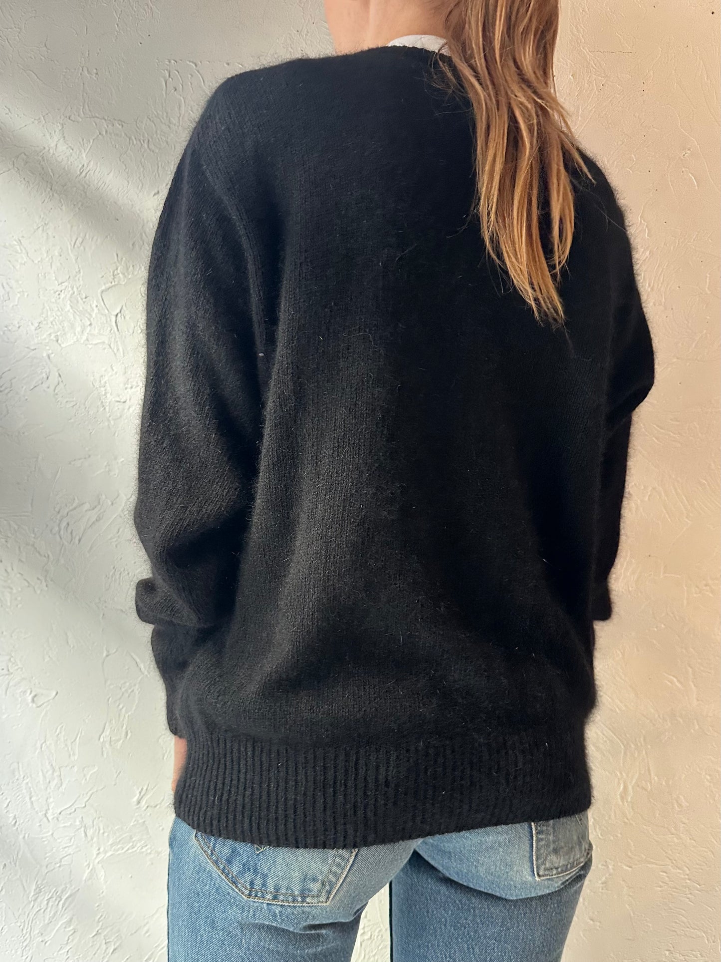 90s 'Santoria' Black Sequin Cardgian / Medium