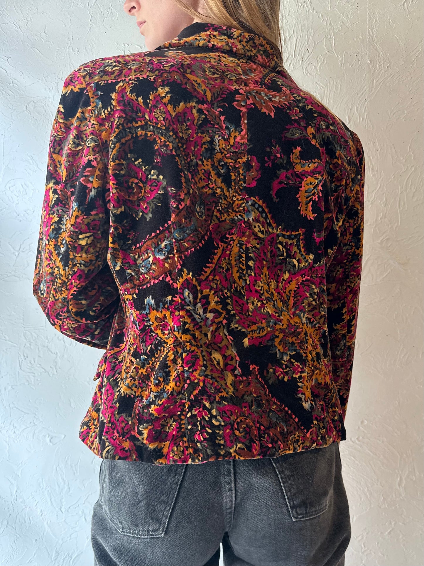 90s ‘Liz Claiborne’ Velvet Floral Blazer Jacket / Medium