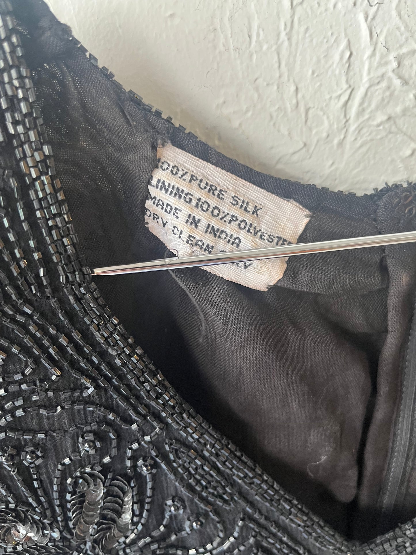 90s Retro Black Sequence Silk Mini Party Dress / Vintage 1990s Holiday Cocktail Formal Dress / Medium
