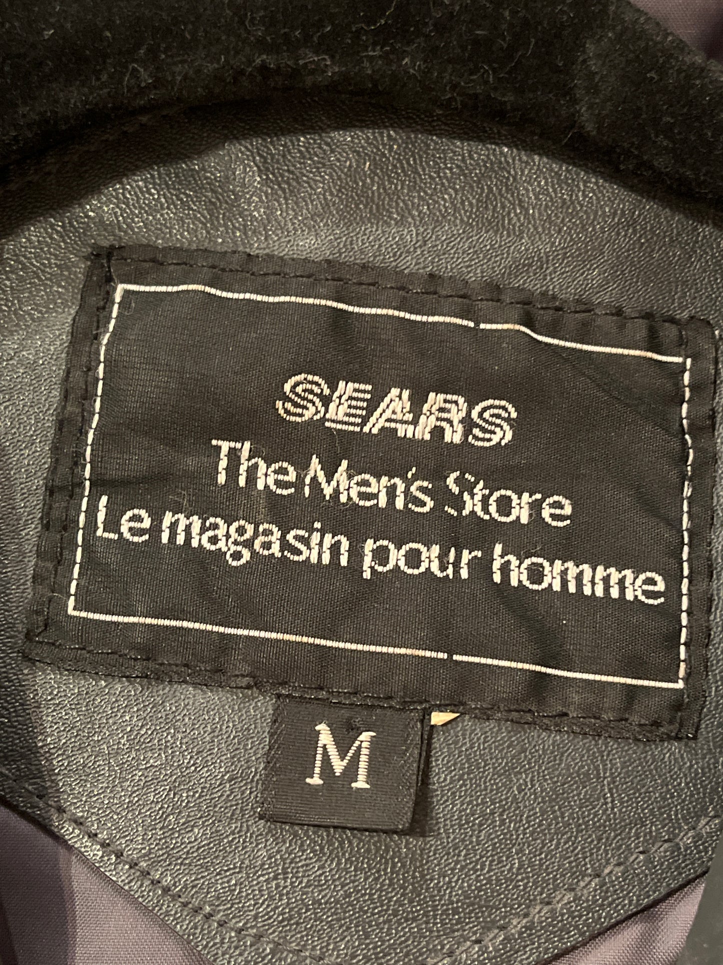 80s 'Sears Grey Leather Jacket / Medium