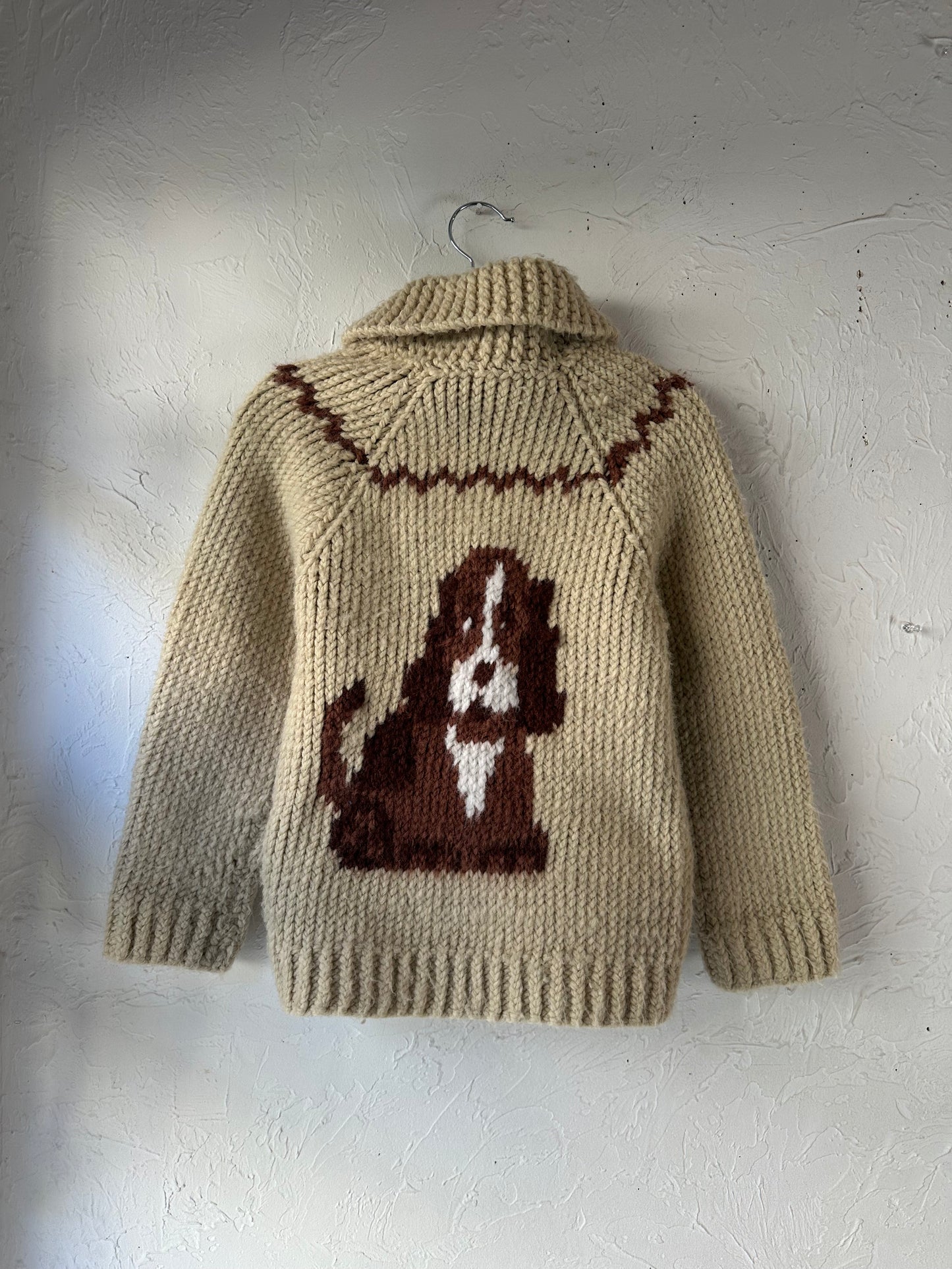 Vintage Kids Hand Knit Dog Sweater / 4 - 6