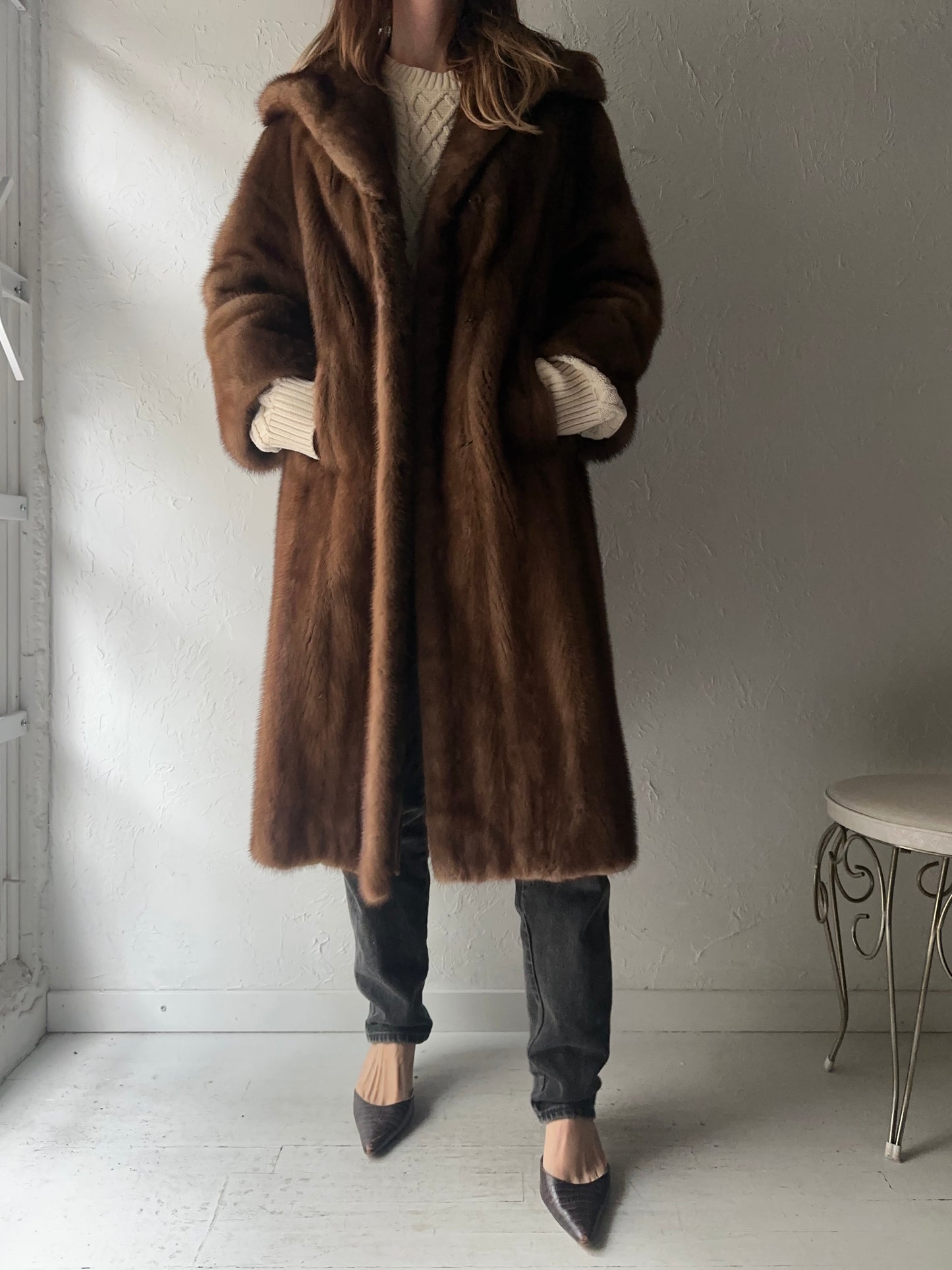 70s 'Woodwards' Authentic Fur Coat / Small