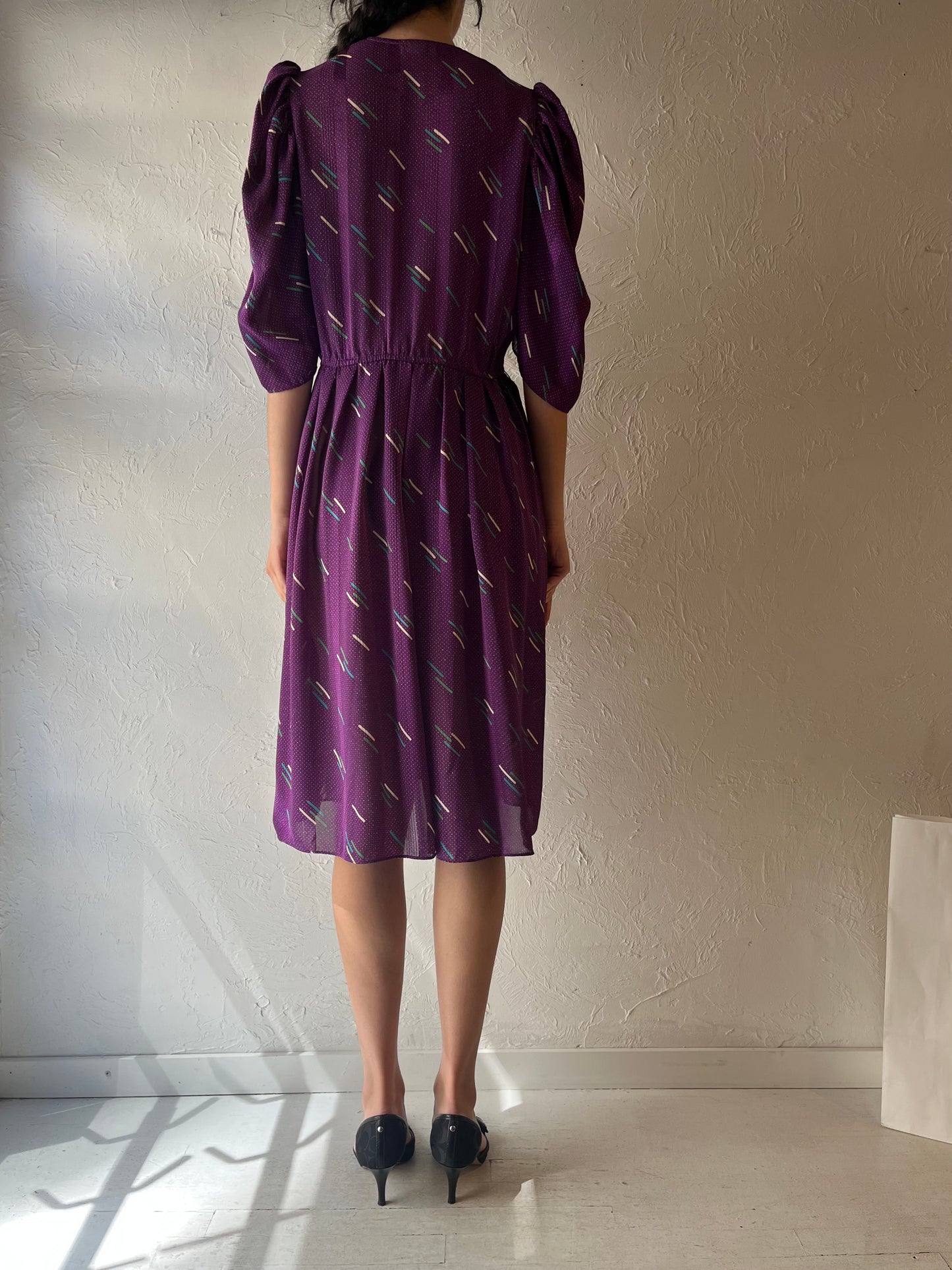 80s ‘James West’ Purple Midi Dress / Medium