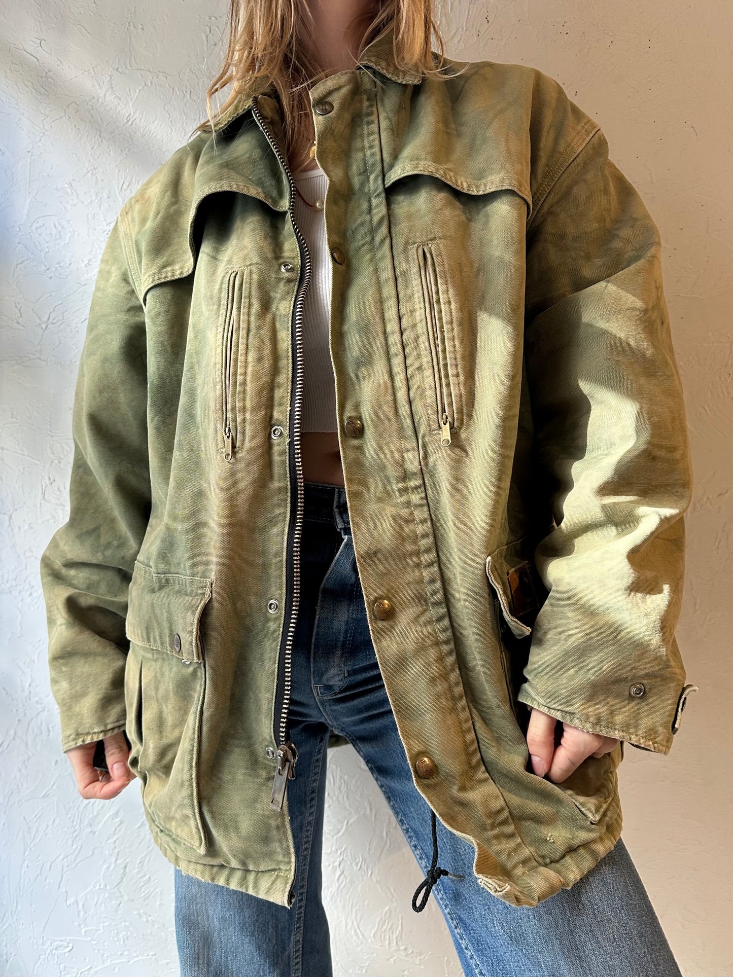 Vintage 'Carhartt' Green Work Wear Jacket / Union Made / Medium