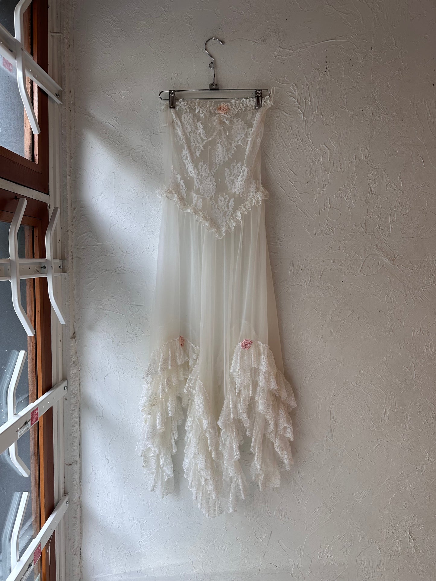 Vintage White Lace Lingerie Slip Dress / Small