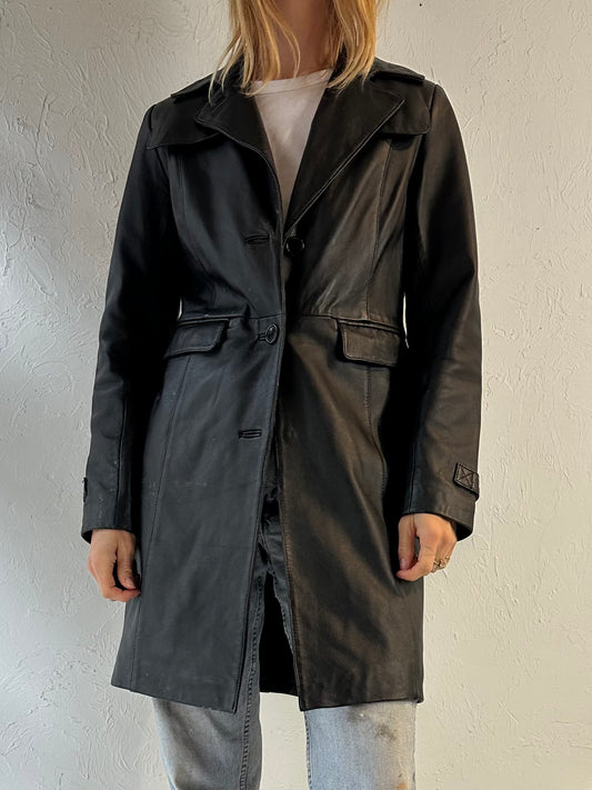 Y2K ‘Alfani’ Black Leather Jacket / Small