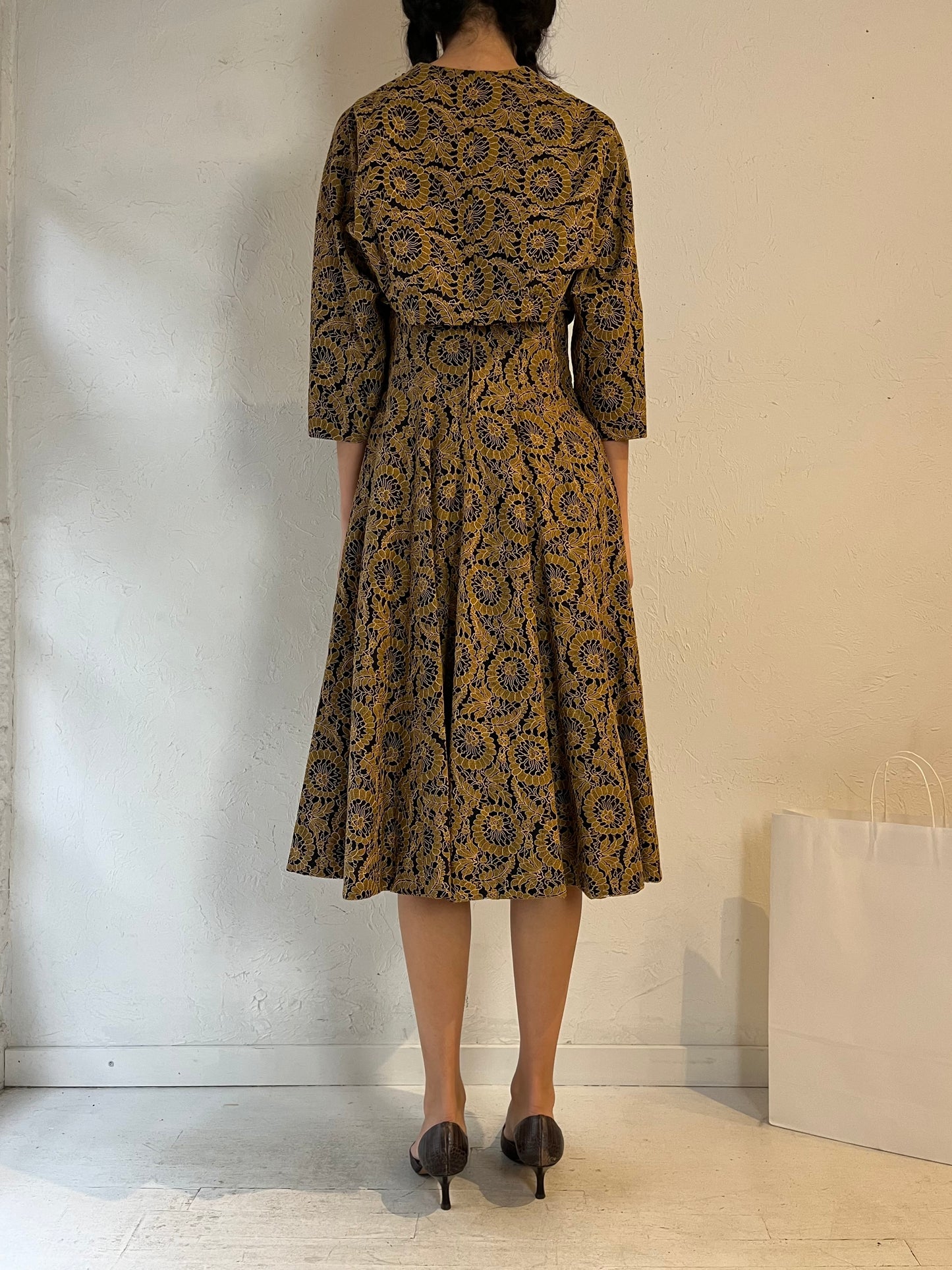 Vintage Lace Matching Dress Jacket Set / Medium