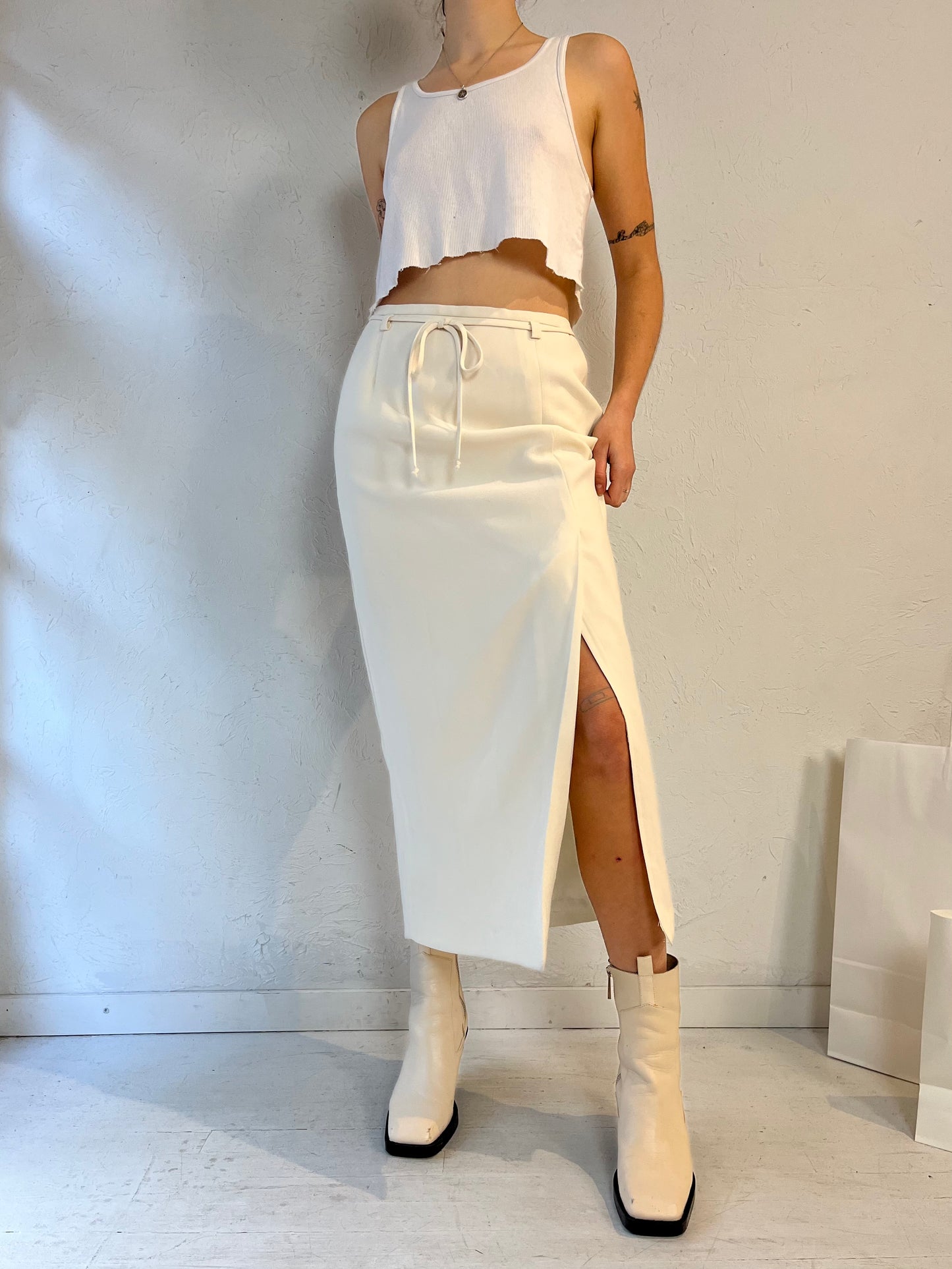 80s 90s 'Mister Leonard' Creamy White Skirt / Small - Medium