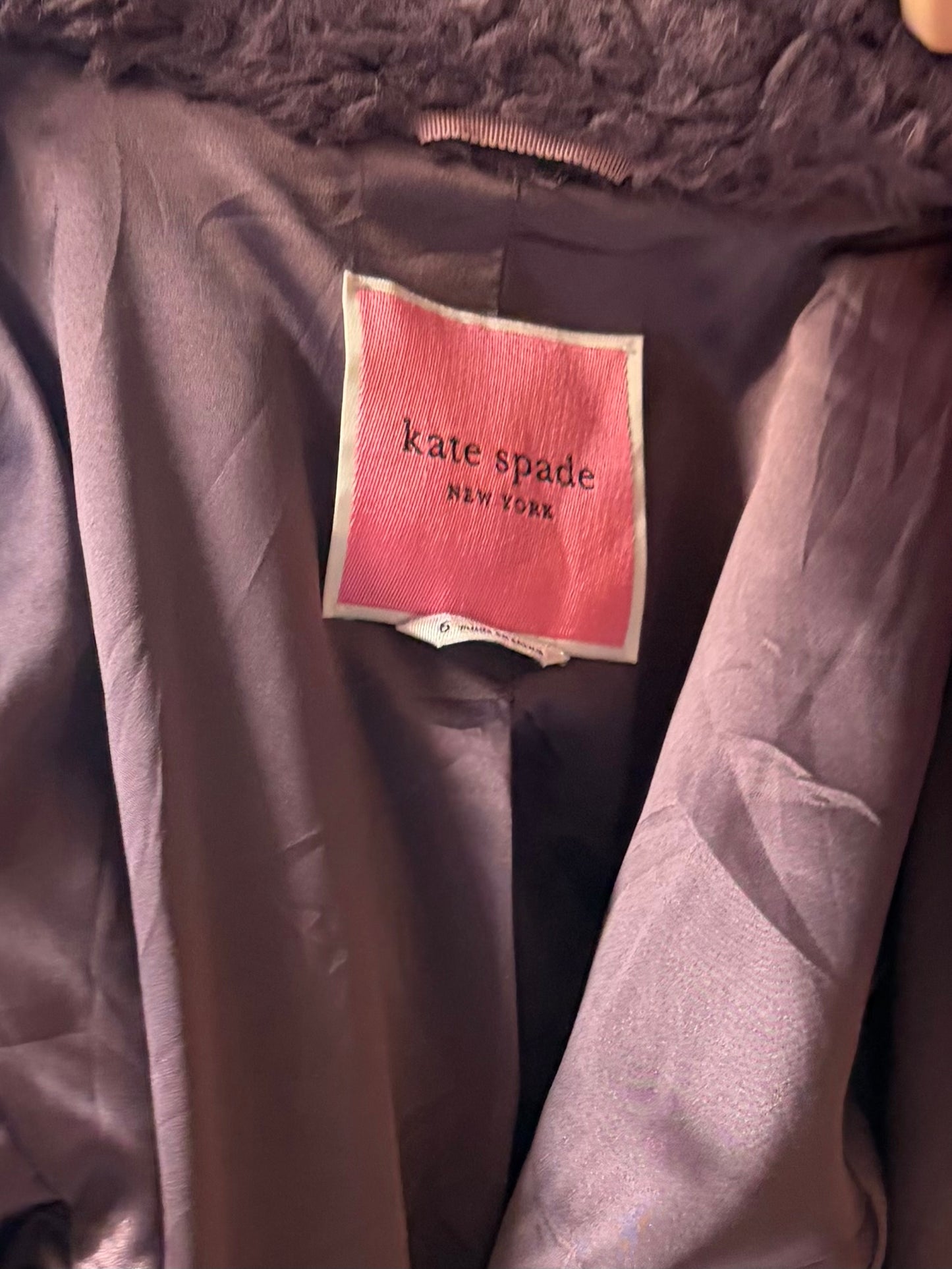 Y2k 'Kate Spade' Purple Faux Fur Jacket / Small