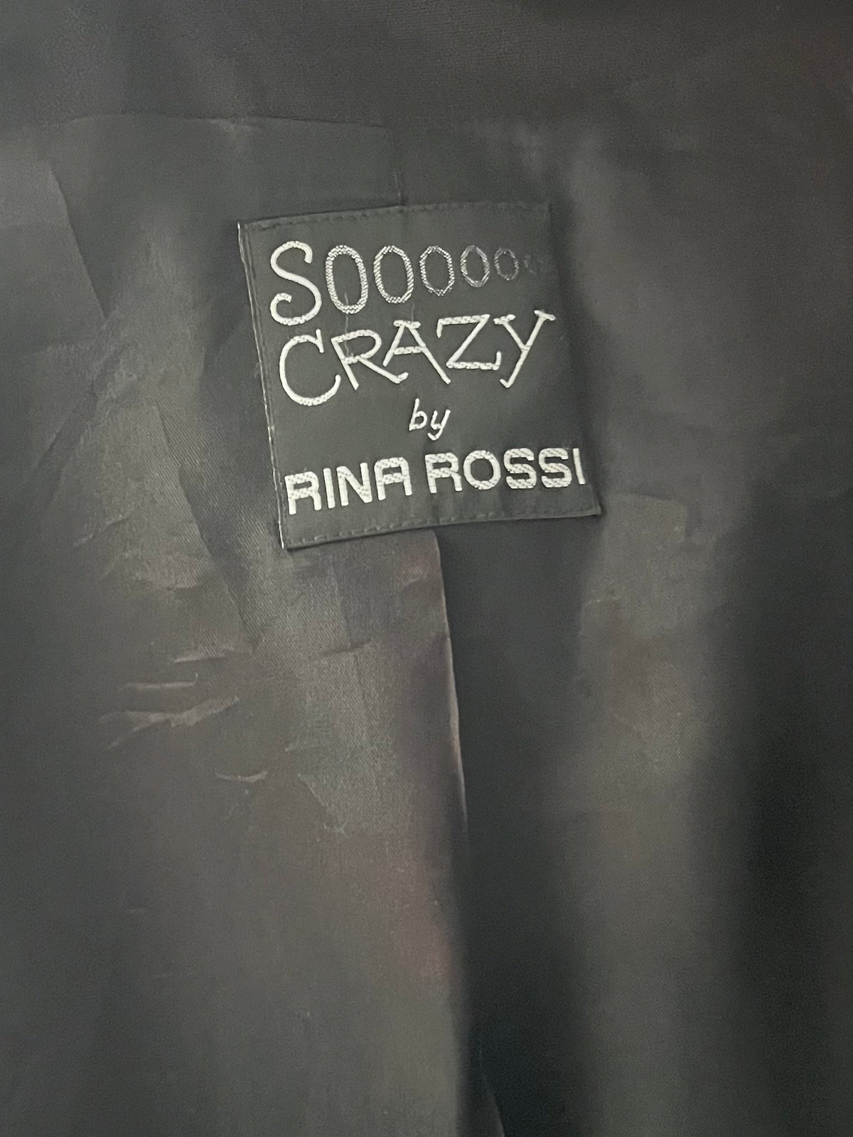 80s ‘Sooooo Crazy by Rina Rossi’ Black Embroidered Longline Blazer Gothic Formal Jacket / Medium