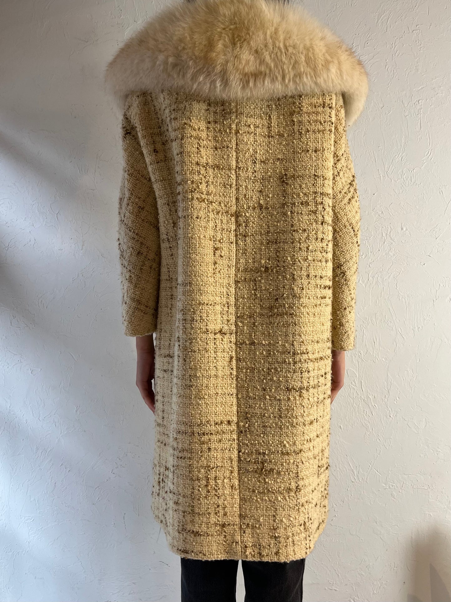 70s 'Di Vinci' Rabbit Fur Collared Knit Penny Lane Coat / Medium