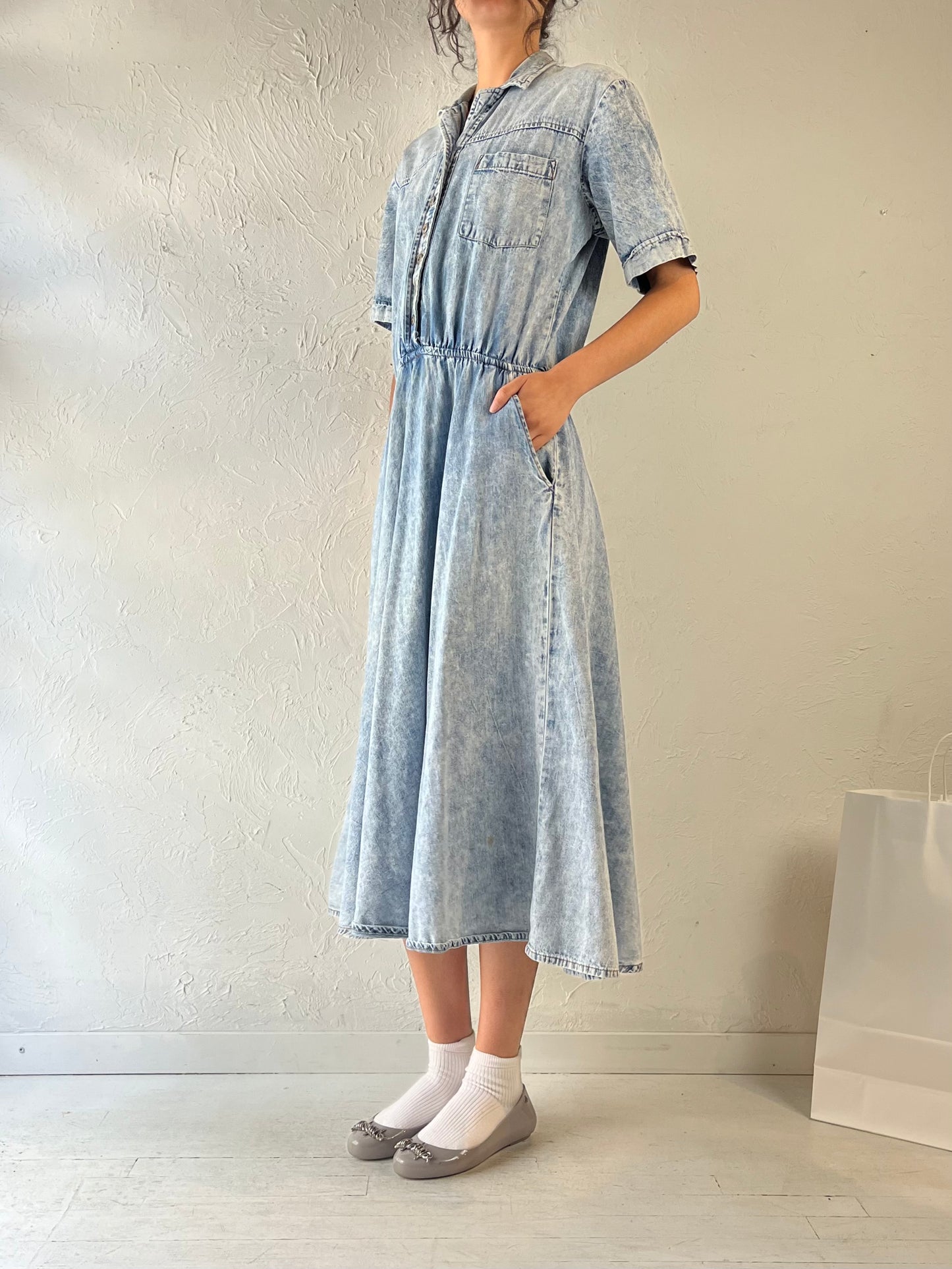 90s ‘Two Roads’ Denim Dress / Medium