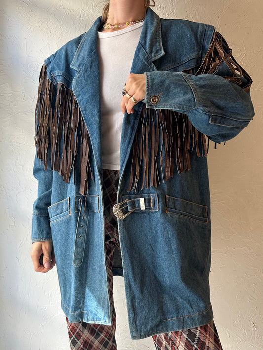 90s 'Whipp' Denim Fringe Jacket / Medium