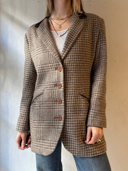 90s ‘Casual Corner’ Brown Knit Jacket / Small