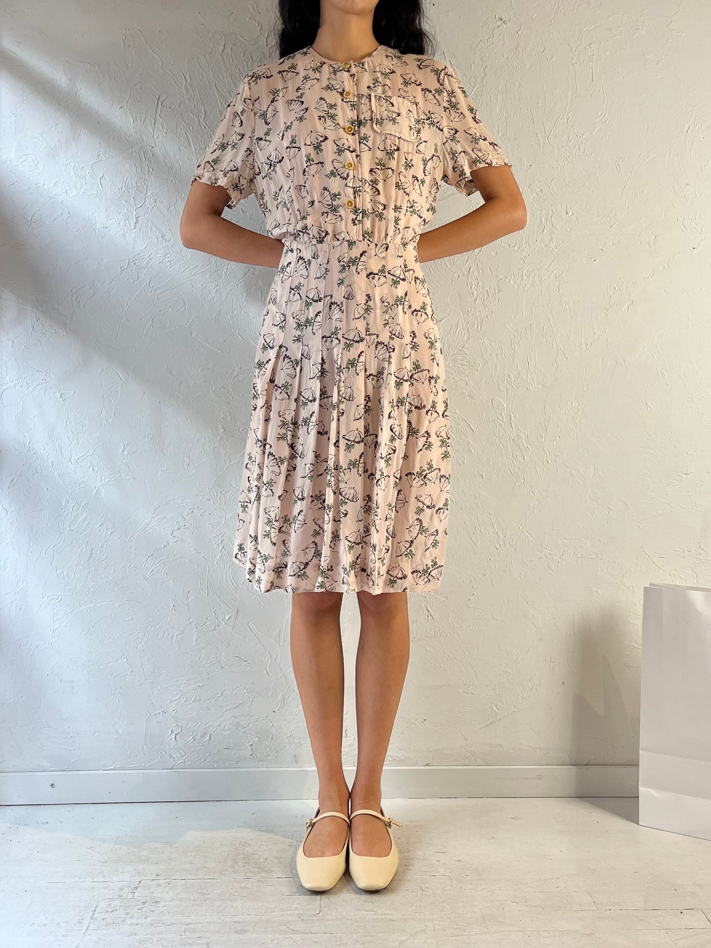 60s / 70s ‘Cay Artley’ Pale Pink Midi Dress / Medium