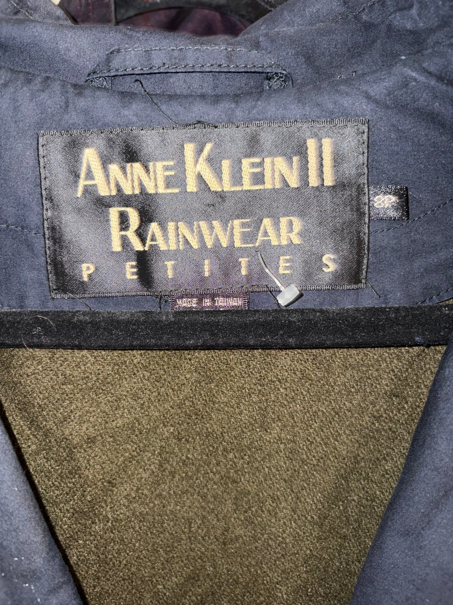 90s ‘Anne Klein’ Navy Blue Lined Trench Coat / Medium