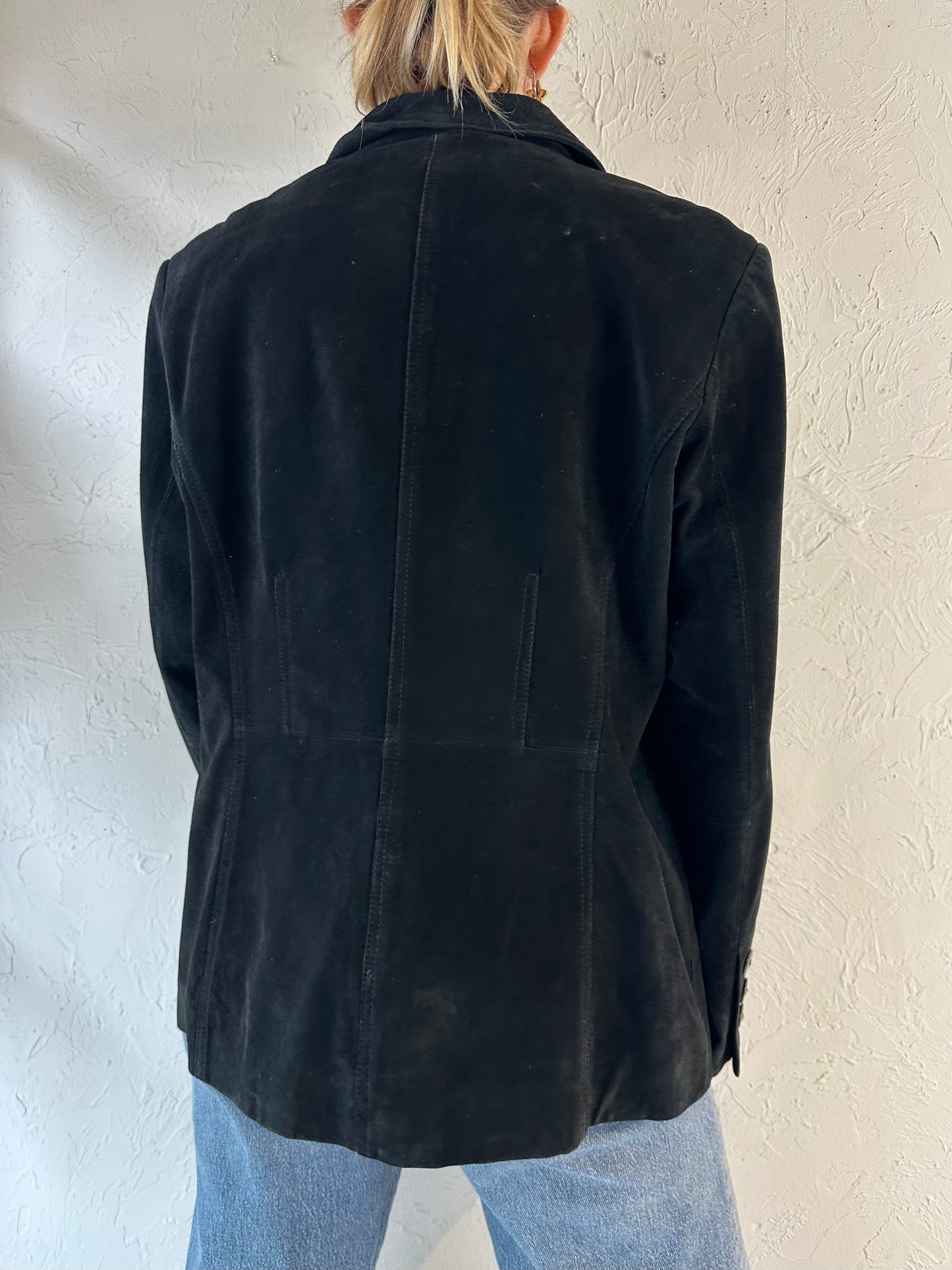 Y2k 'St Johns Bay’ Black Suede Jacket / Large