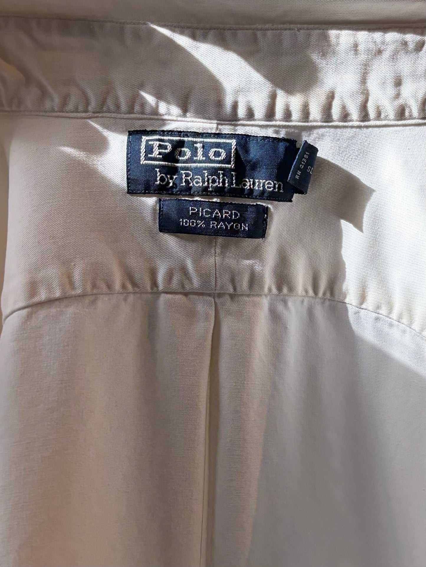 Y2k 'Ralph Lauren' White Rayon Shirt / Medium