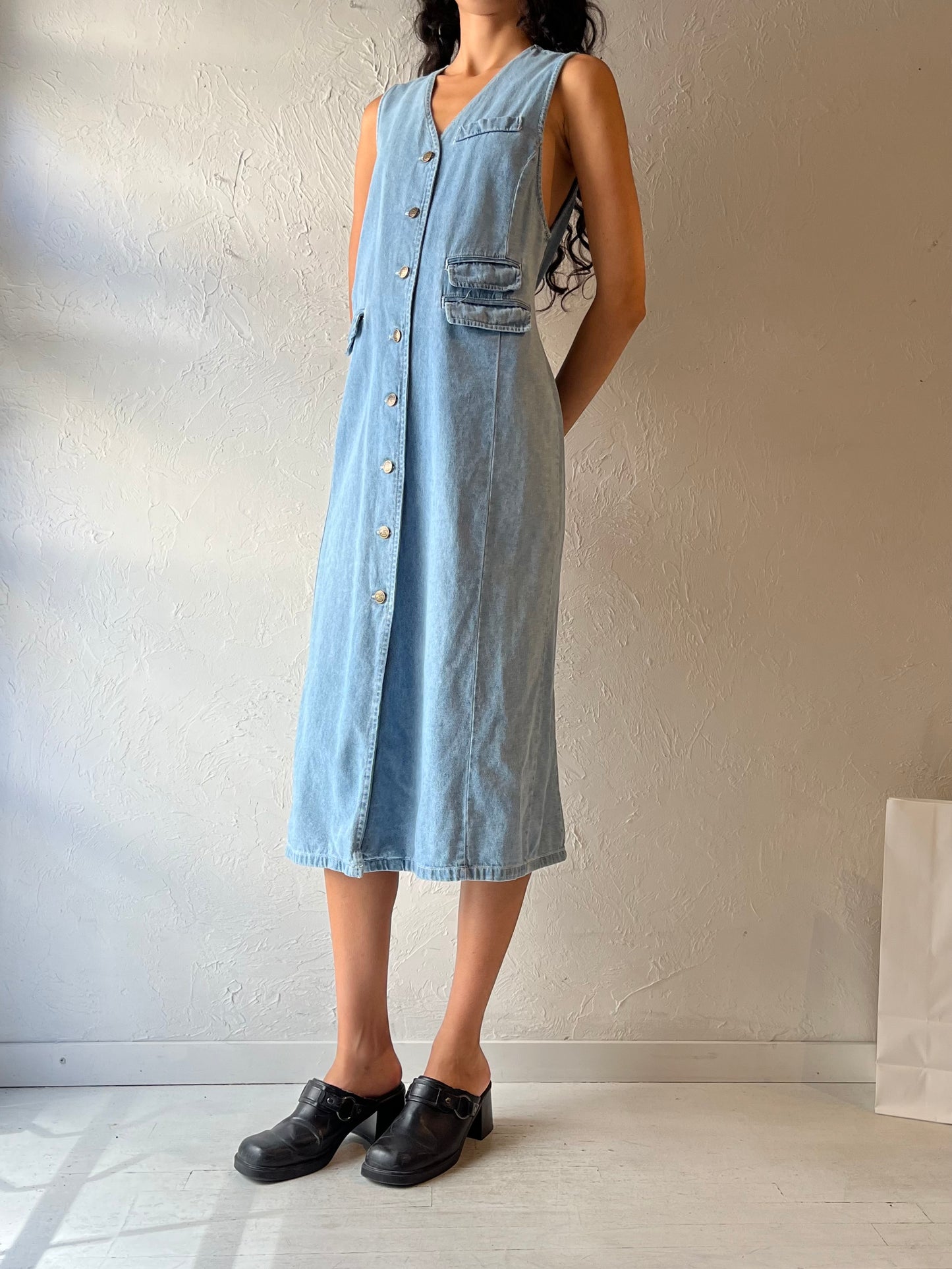 90s ‘Rafaela’ Denim Midi Dress / Medium