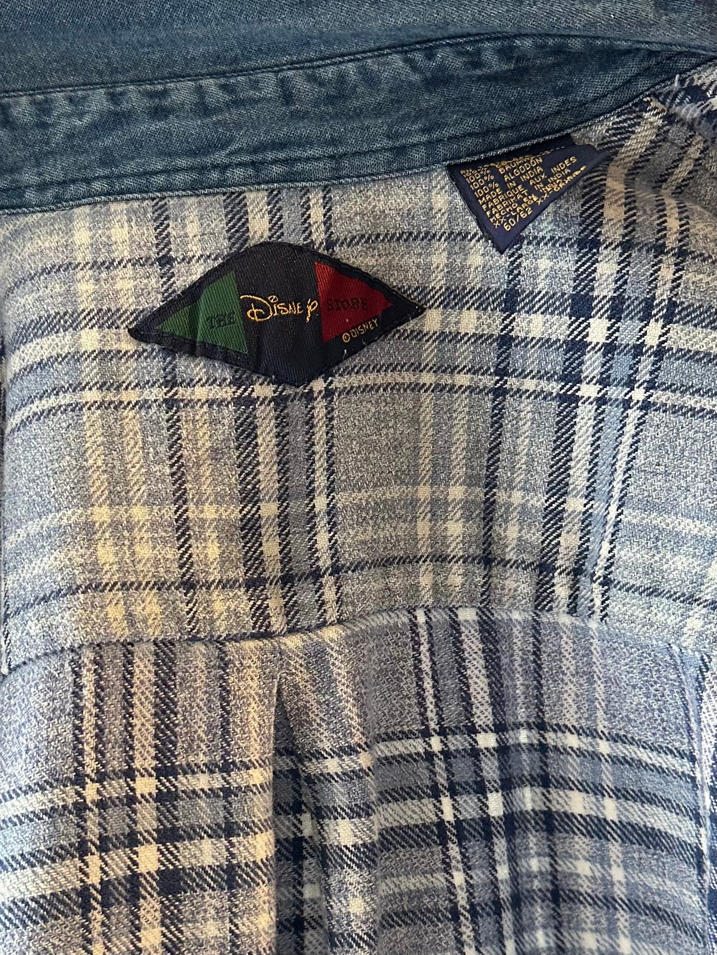 90s ‘Disney’ Blue Plaid Flannel Shirt / XL