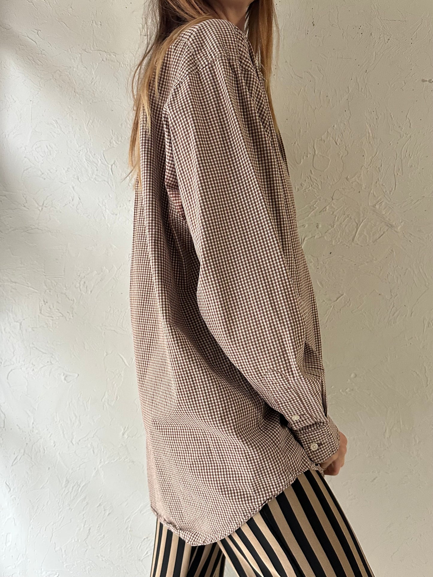 Y2k 'Ralph Lauren' Brown Plaid Button up Shirt / Large