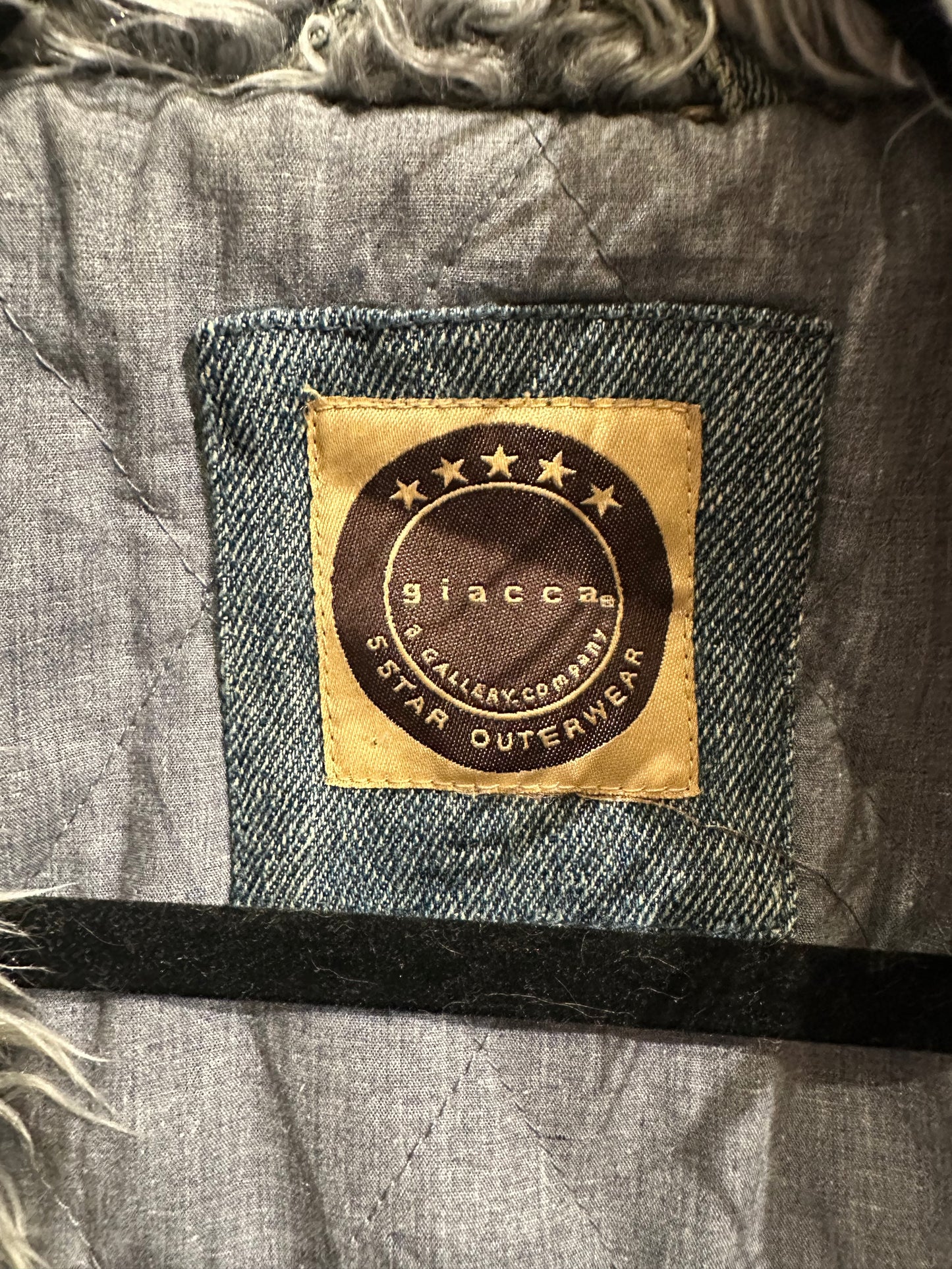 90s Y2k 'Giacca' Denim Faux Fur Jacket / Medium