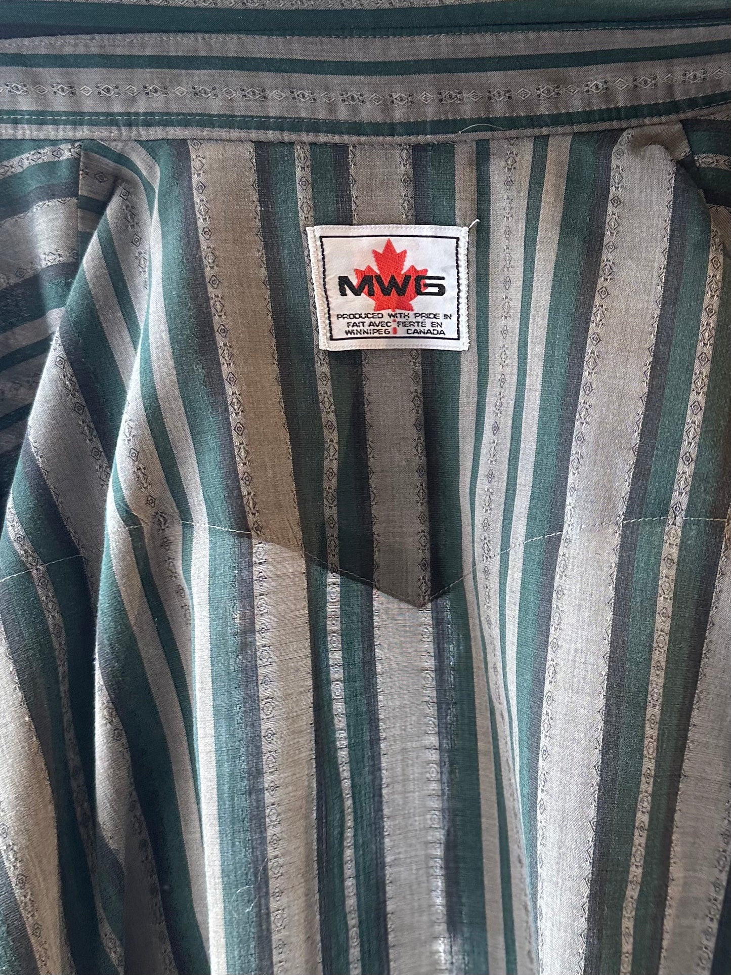 90s ‘MWG’ Striped Snap Up Shirt / XL