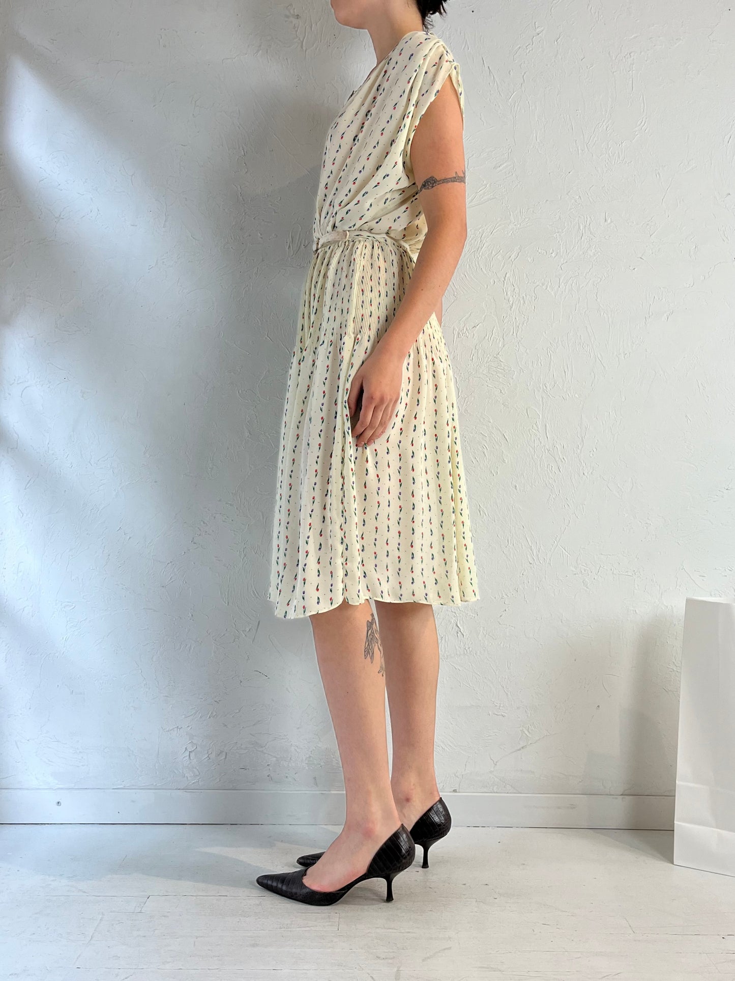 80s 'Orite' Cream Tulip Dress / Small